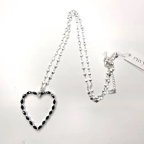 Envy Long Black Heart Necklace